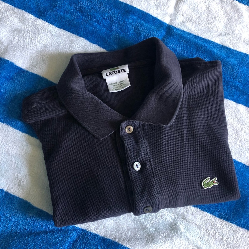 LACOSTE Polo Shirt Navy Blue Mens 5 Large Golf